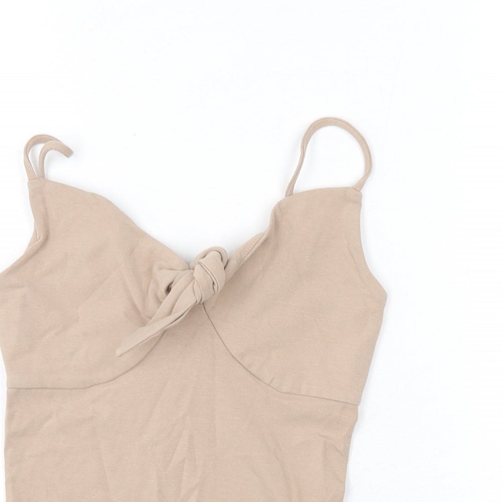 Express Womens Beige Cotton Camisole Tank Size 2XS V-Neck - Bow
