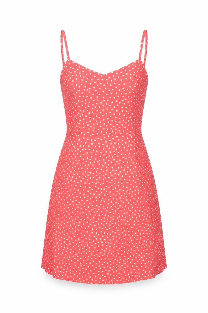 41Hawthorn Womens Pink Polka Dot Polyester Mini Size XS Boat Neck Pullover - Shirred Back
