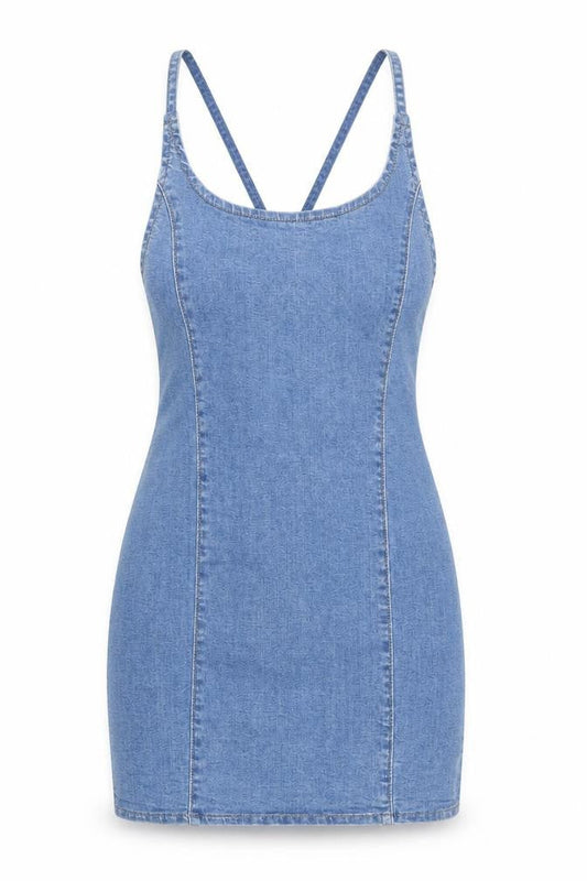 PRETTYLITTLETHING Womens Blue Cotton Bodycon Size 6 Scoop Neck Tie