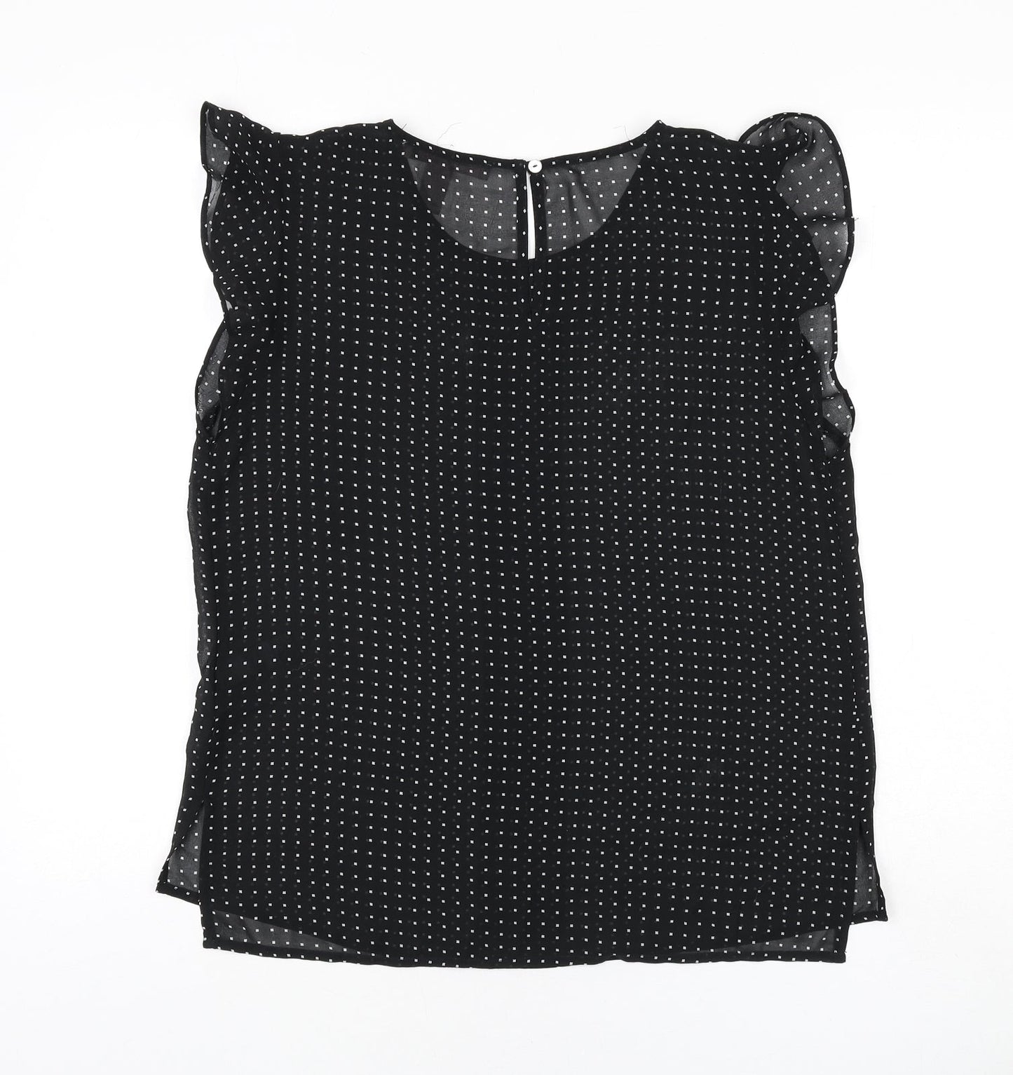 XXI Womens Black Polka Dot Polyester Basic Blouse Size M Round Neck - Ruffle Detail