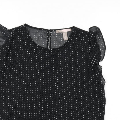 XXI Womens Black Polka Dot Polyester Basic Blouse Size M Round Neck - Ruffle Detail