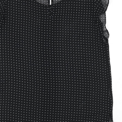 XXI Womens Black Polka Dot Polyester Basic Blouse Size M Round Neck - Ruffle Detail