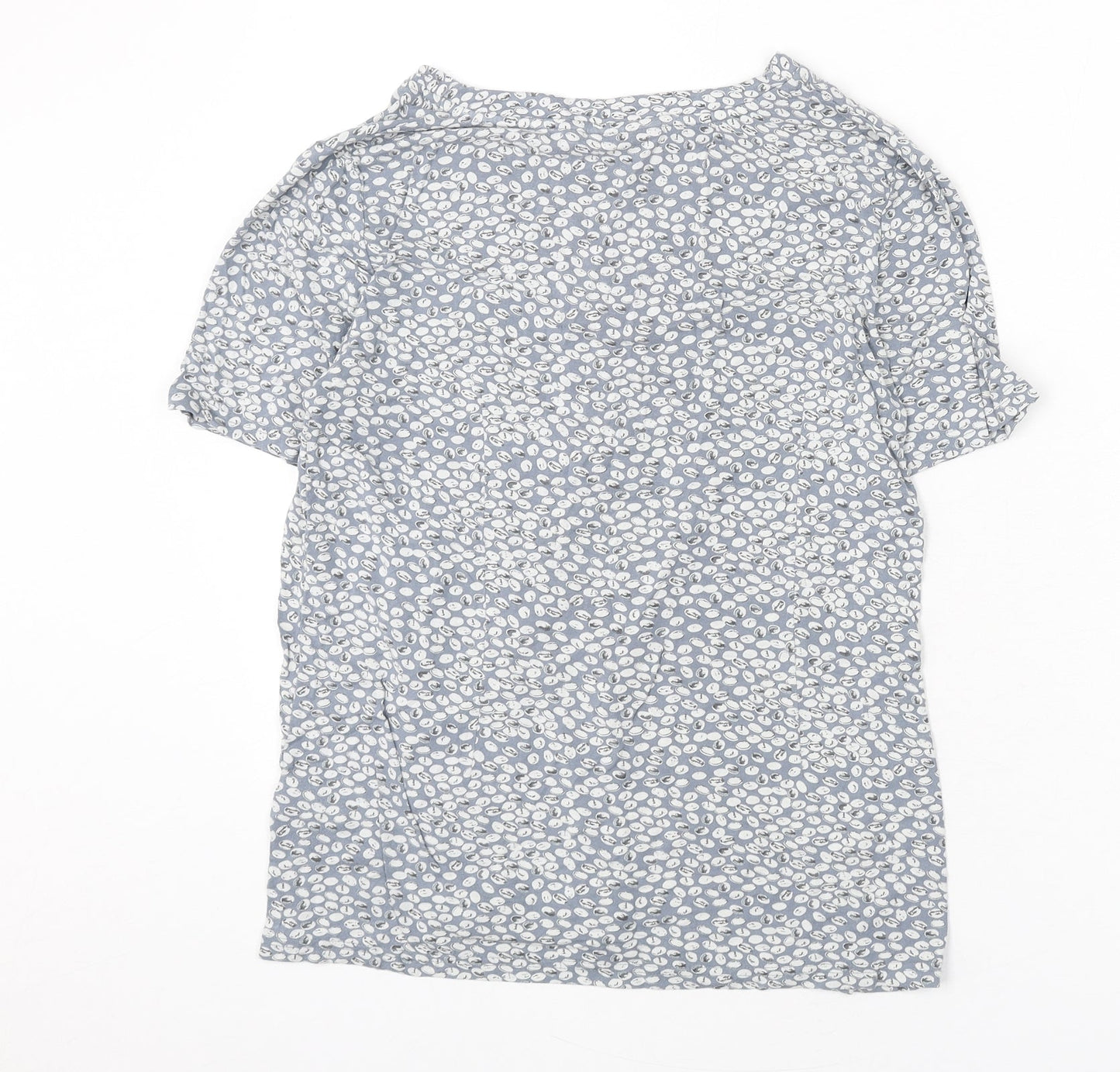Adini Womens Blue Geometric Viscose Basic T-Shirt Size M V-Neck
