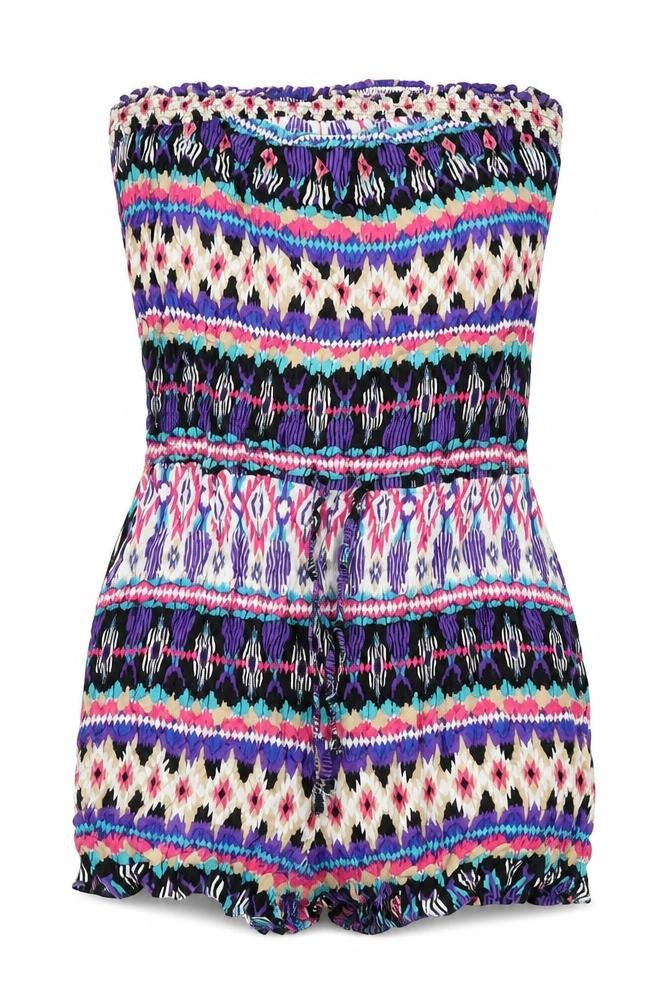 New Look Womens Multicoloured Geometric Vinyl Romper One-Piece Size 12 Pullover