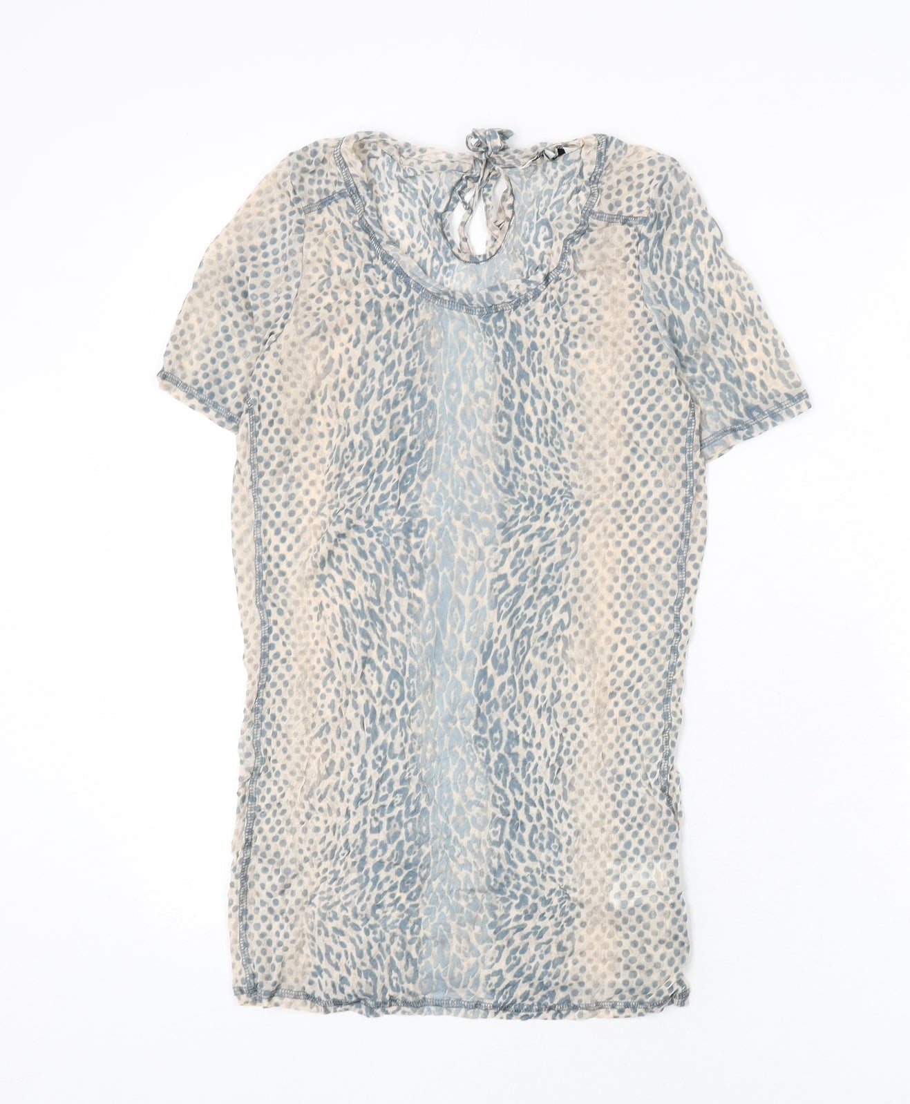 Sandwich Womens Beige Animal Print Polyester Basic T-Shirt Size M Round Neck - Leopard Print