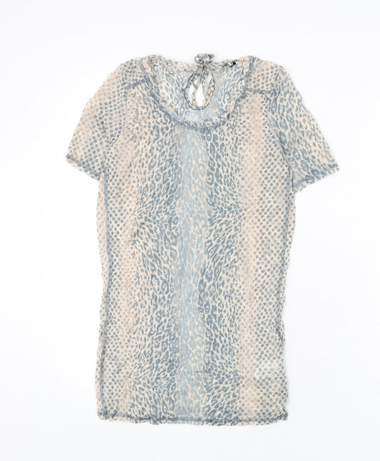 Sandwich Womens Beige Animal Print Polyester Basic T-Shirt Size M Round Neck - Leopard Print