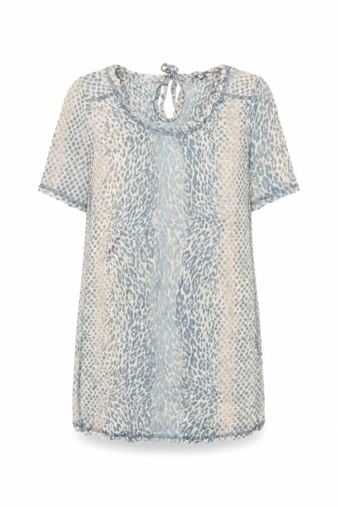Sandwich Womens Beige Animal Print Polyester Basic T-Shirt Size M Round Neck - Leopard Print