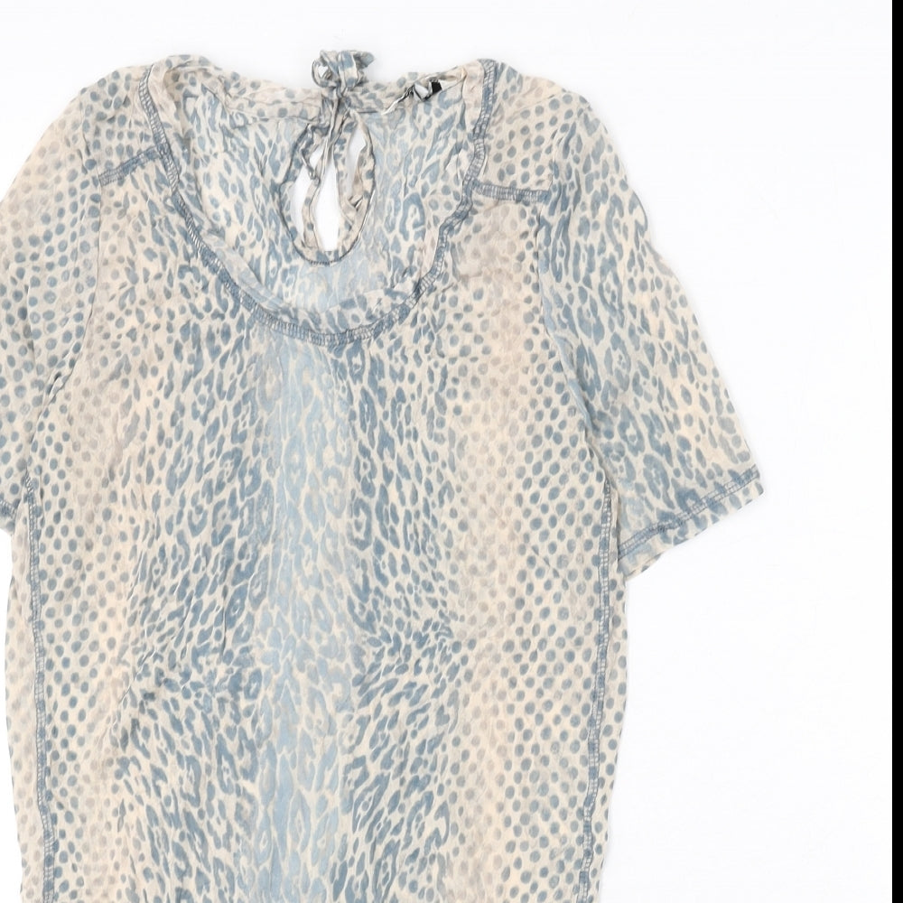 Sandwich Womens Beige Animal Print Polyester Basic T-Shirt Size M Round Neck - Leopard Print
