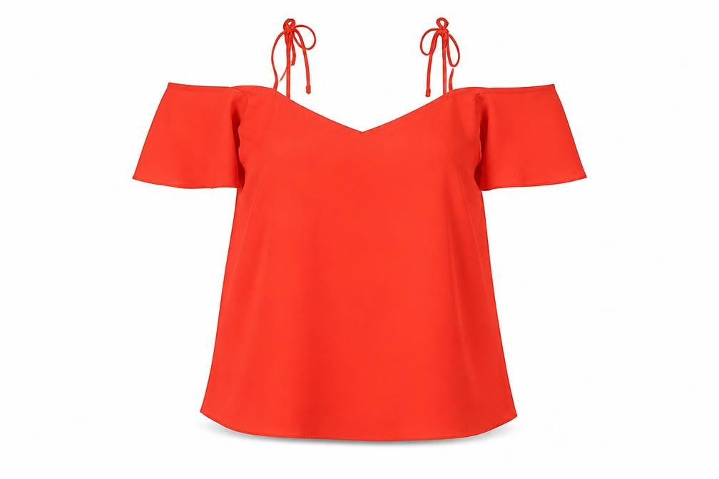 Topshop Womens Red Polyester Basic Blouse Size 12 V-Neck
