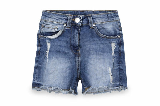 Armata di Mare Girls Blue Cotton Bermuda Shorts Size 11 Years L3 in Regular Zip - Pockets, Belt Loops, Distressed
