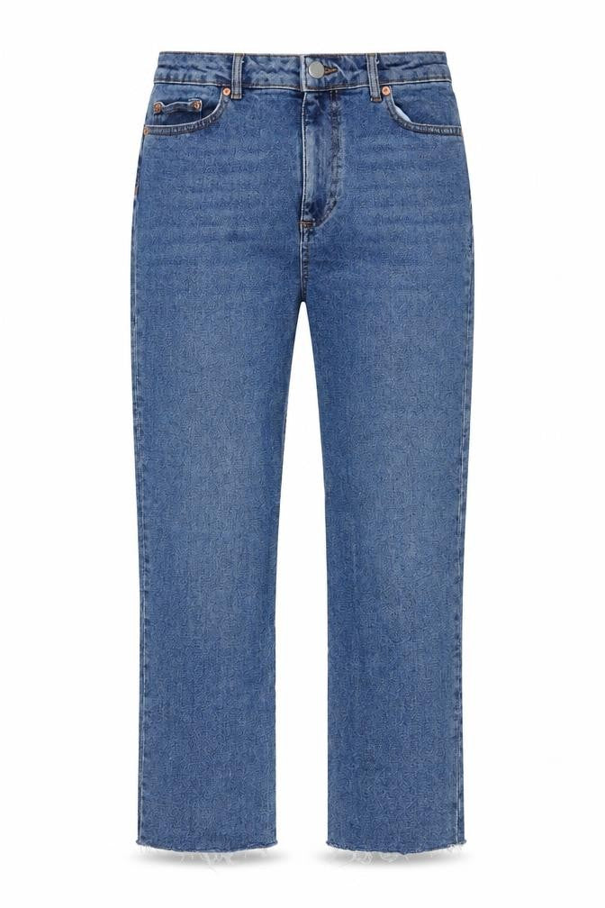 Warehouse Womens Blue Cotton Straight Jeans Size 8 L25 in Regular Zip - Pockets, Belt Loops