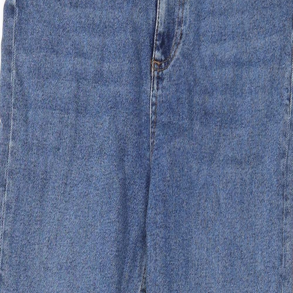 Warehouse Womens Blue Cotton Straight Jeans Size 8 L25 in Regular Zip - Pockets, Belt Loops