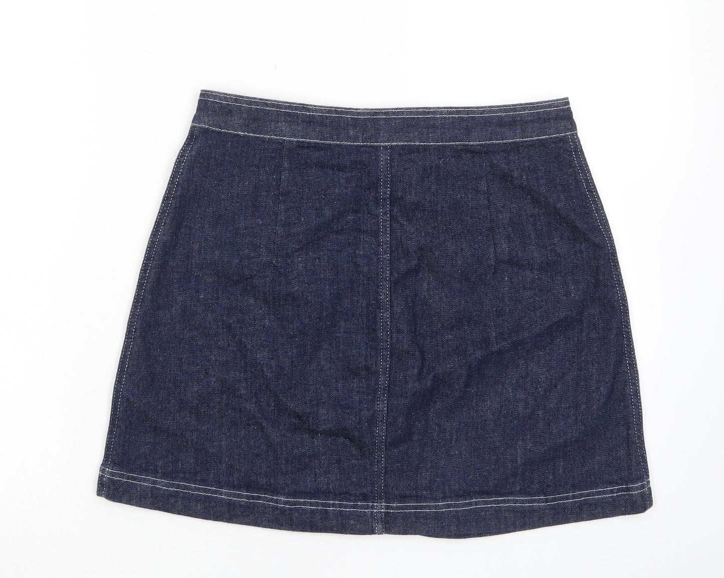 Topshop Womens Blue Cotton A-Line Skirt Size 28 in Zip - Pockets