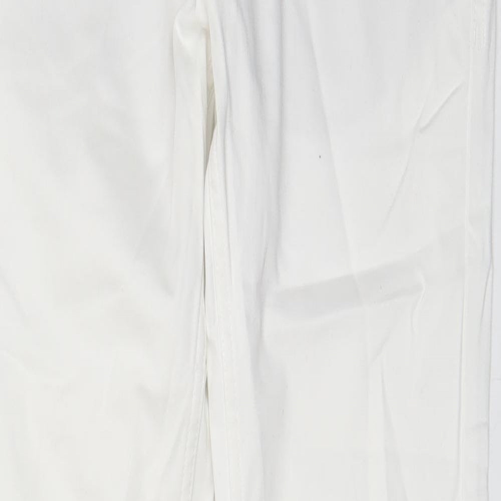 Zara Womens White Cotton Chino Trousers Size 8 L30 in Regular Zip - Pockets, Belt Loops