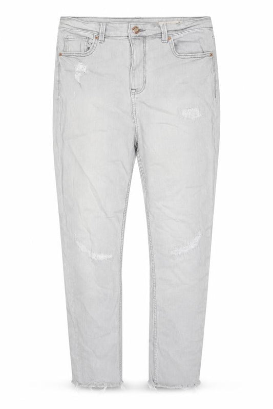 Marks & Spencer Womens Grey Cotton Skinny Jeans Size 14 L27 in Regular Zip - Pockets, Belt Loops, Embroided