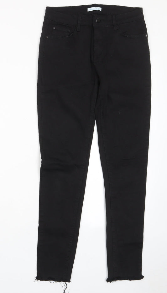 Renatta&go Womens Black Cotton Skinny Jeans Size 10 L27 in Regular Zip - Pockets, Belt Loops
