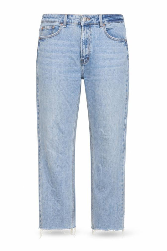 Denim & Co. Womens Blue Cotton Straight Jeans Size 10 L25 in Regular Zip - Pockets, Belt Loops