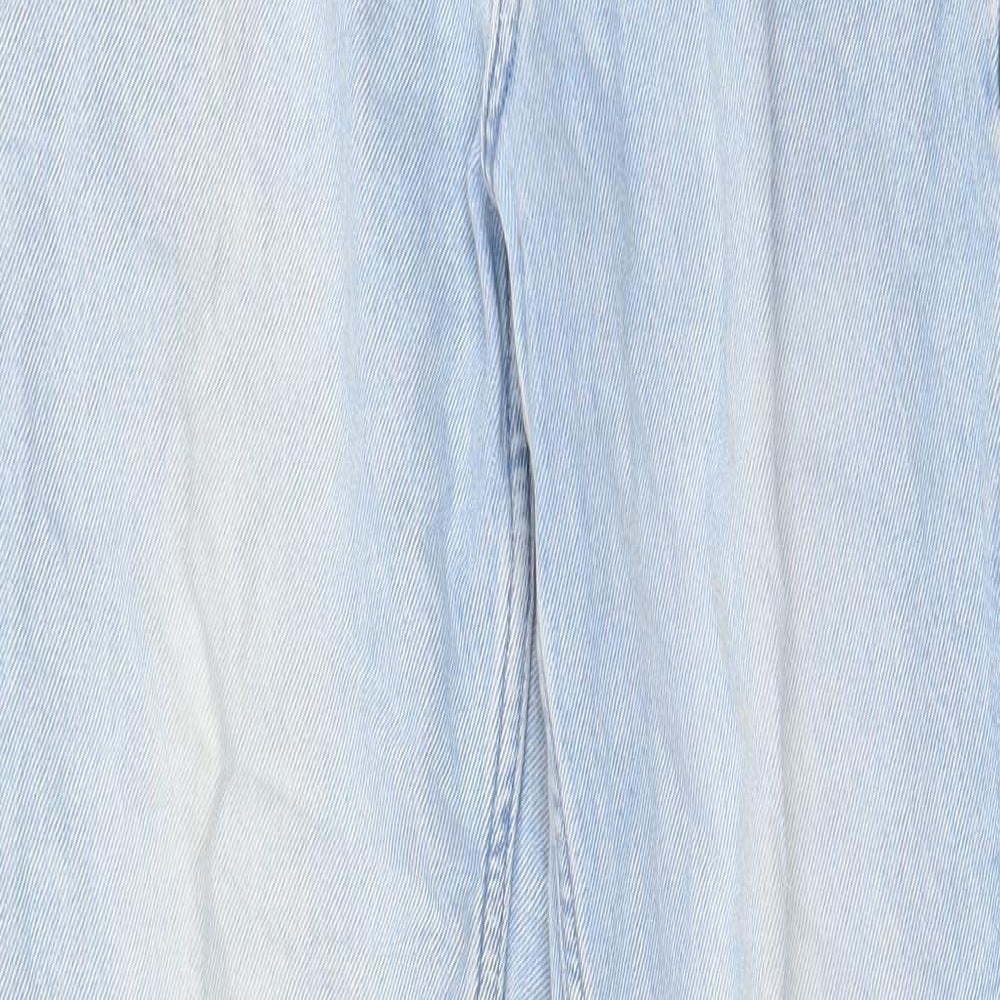 Close-up detail of Denim & Co. girls’ blue cotton straight jeans, size 11-12, years, 27-inch leg regular zip - pockets
