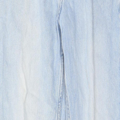 Close-up detail of Denim & Co. girls’ blue cotton straight jeans, size 11-12, years, 27-inch leg regular zip - pockets