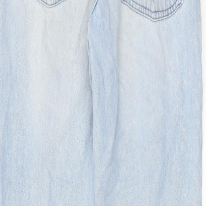 Brand and care label for Denim & Co. girls’ blue cotton straight jeans, size 11-12, years, 27-inch leg regular zip - pockets