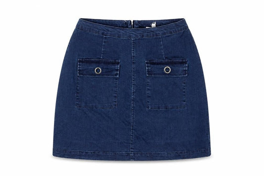 Neon Rose Womens Blue Cotton A-Line Skirt Size 14 Zip - Pockets