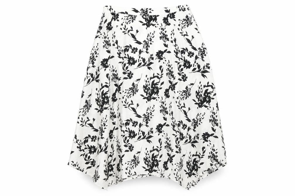 Marks & Spencer Womens Ivory Floral Polyester A-Line Skirt Size 10 Zip