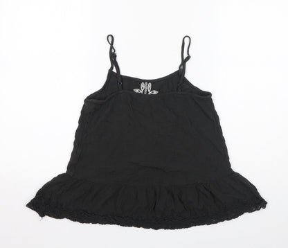 Mossimo Womens Black Geometric Viscose Basic Tank Size S Square Neck - Embroidery