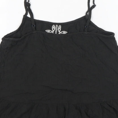 Mossimo Womens Black Geometric Viscose Basic Tank Size S Square Neck - Embroidery