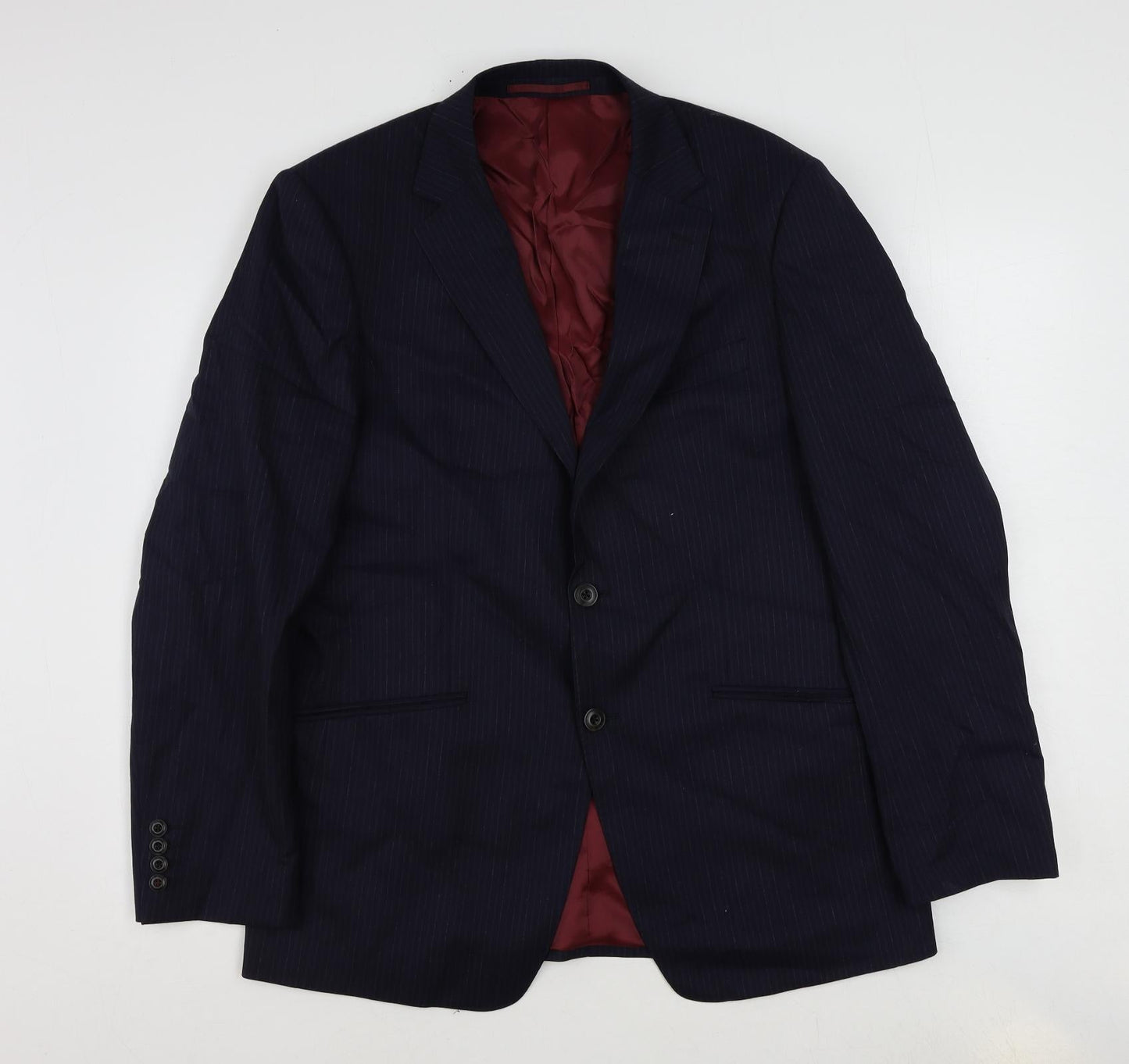 Marks and Spencer Mens Blue Striped Wool Jacket Suit Jacket Size 40 Regular