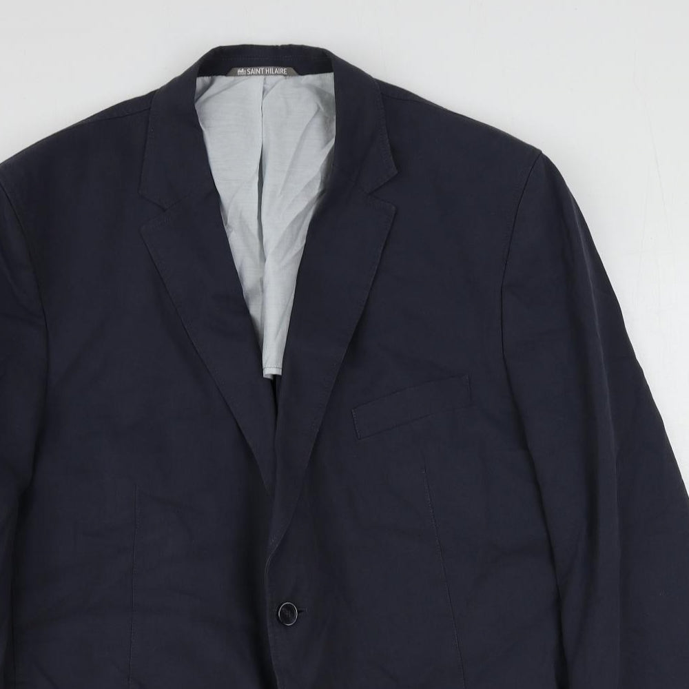 Saint Hilaire Mens Blue Viscose Jacket Suit Jacket Size 46 Regular