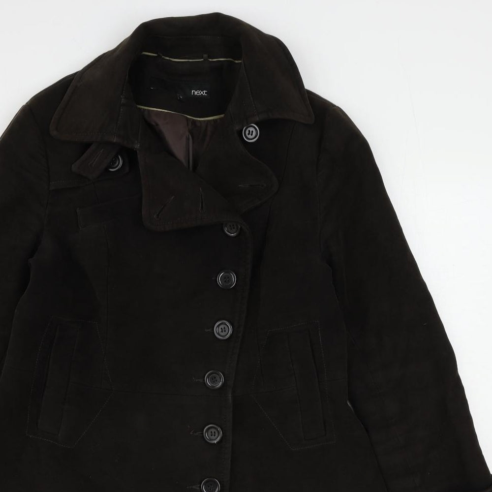NEXT Womens Brown Overcoat Coat Size 14 Button