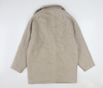 Topshop Womens Beige Overcoat Coat Size 6 Snap