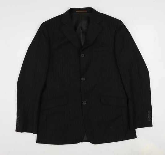 Topman Mens Brown Striped Wool Jacket Suit Jacket Size 40 Regular