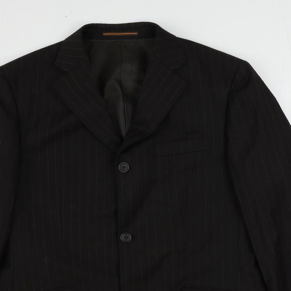Topman Mens Brown Striped Wool Jacket Suit Jacket Size 40 Regular