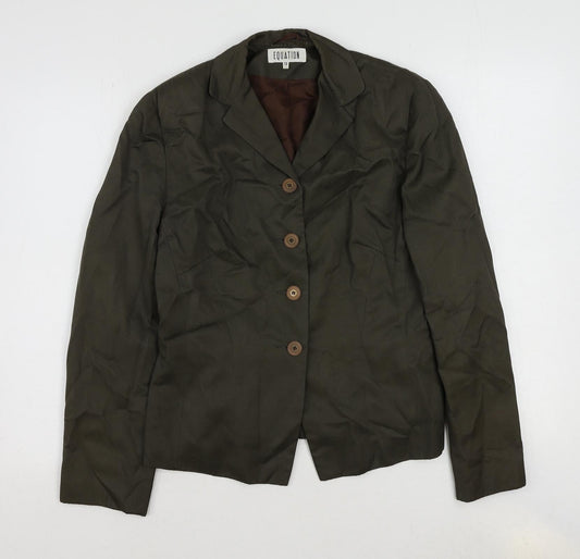 Equation Womens Green Cupro Jacket Suit Jacket Size 12