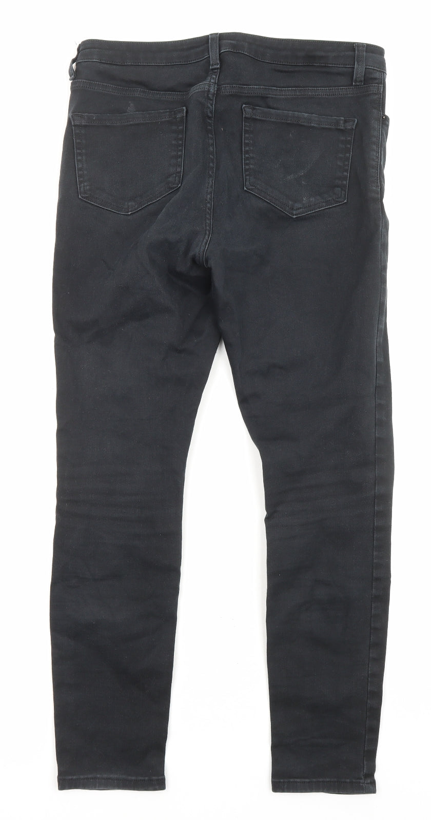 Marks and Spencer Womens Black Cotton Skinny Jeans Size 12 L27 in Regular Zip - Pockets