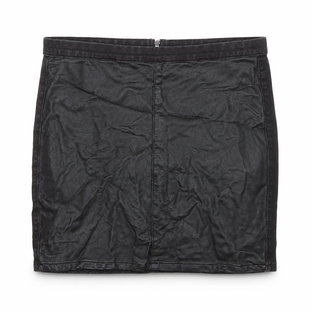 Topshop Womens Black Cotton A-Line Skirt Size 14 Zip