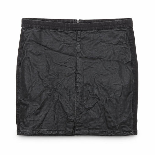 Topshop Womens Black Cotton A-Line Skirt Size 14 Zip
