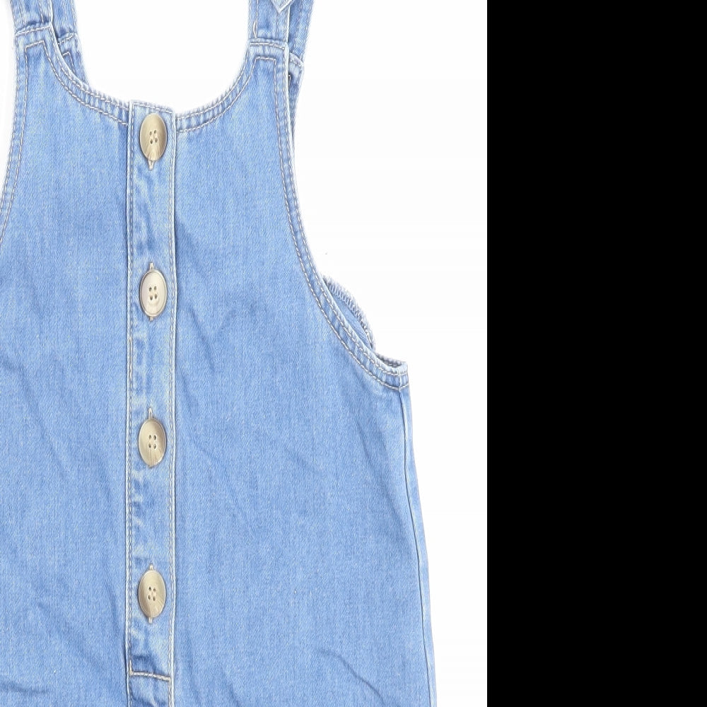 Nutmeg Girls Blue Cotton Playsuit One-Piece Size 11-12 Years Button