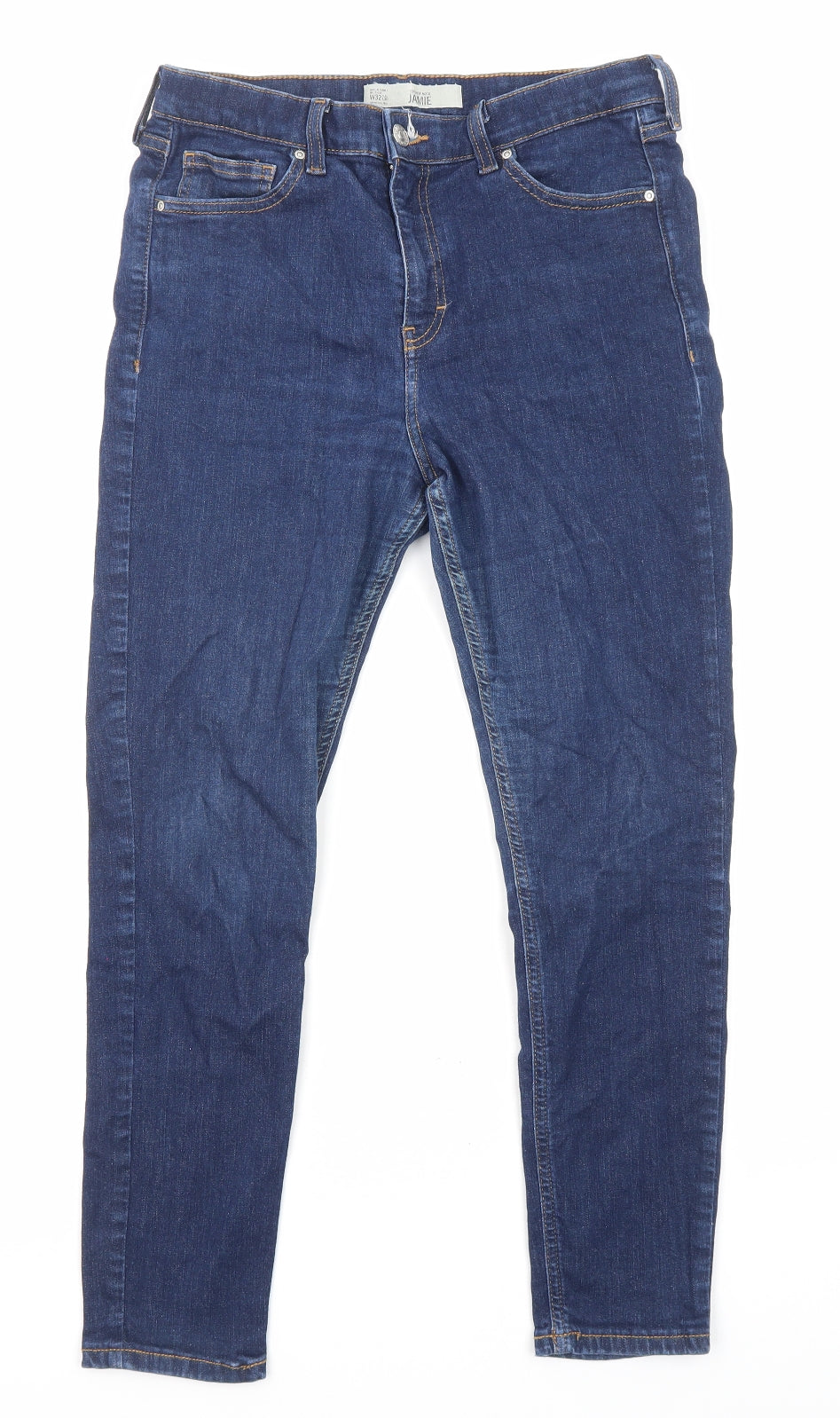 Topshop Womens Blue Cotton Skinny Jeans Size 32 in L33 in Regular Zip - Pockets
