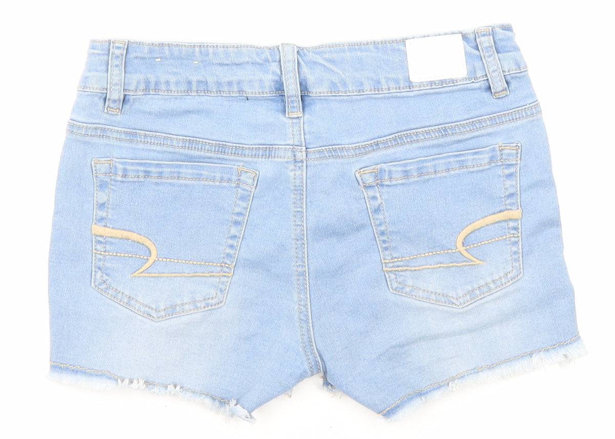 American Eagle Outfitters Girls Blue Cotton Boyfriend Shorts Size 14 Years Regular Zip - Pockets