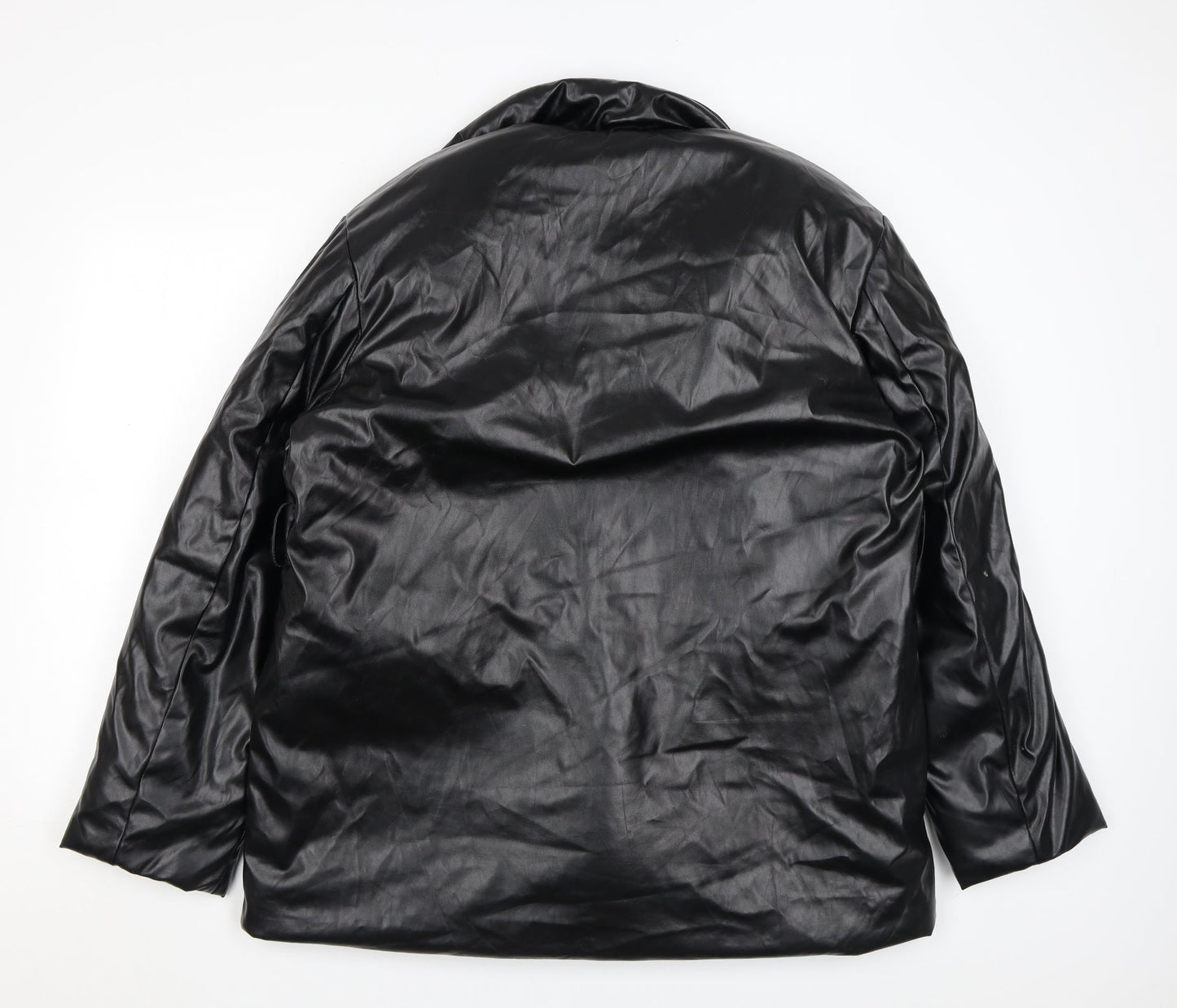 PRETTYLITTLETHING Womens Black Puffer Jacket Coat Size 10 Snap