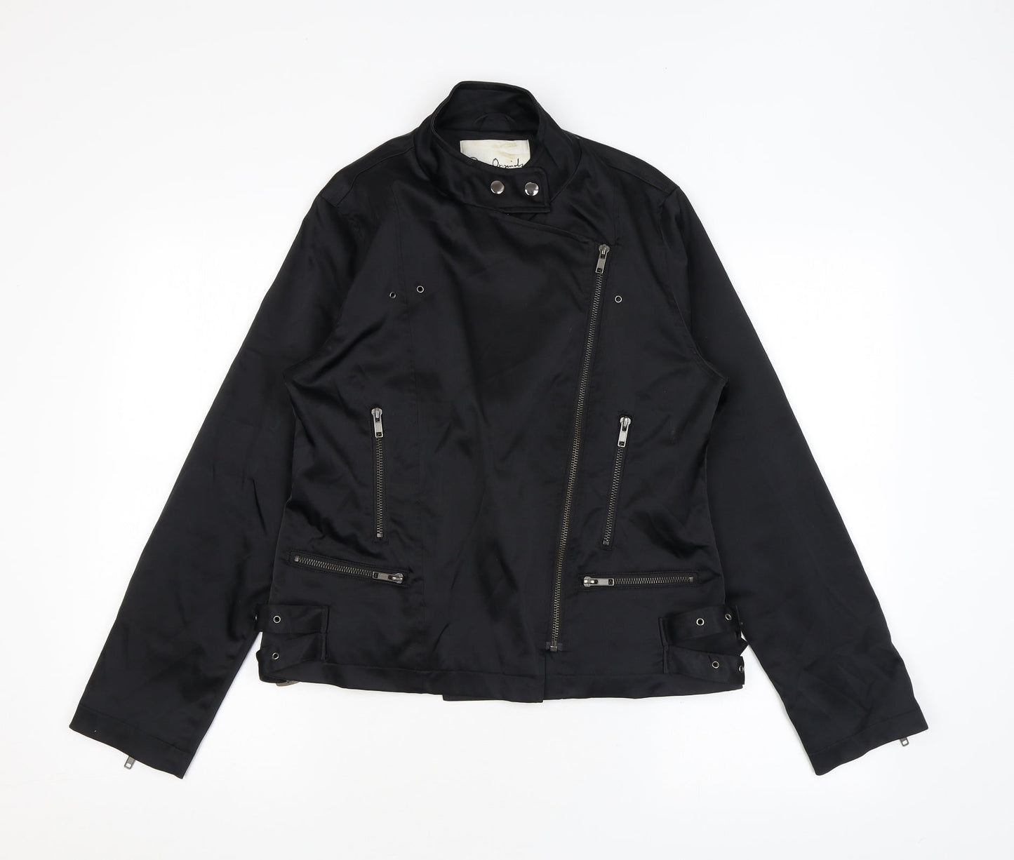 Pure Original Womens Black Biker Jacket Size 14 Zip