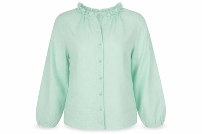 Primrose Womens Green Striped Polyamide Basic Blouse Size 10 V-Neck