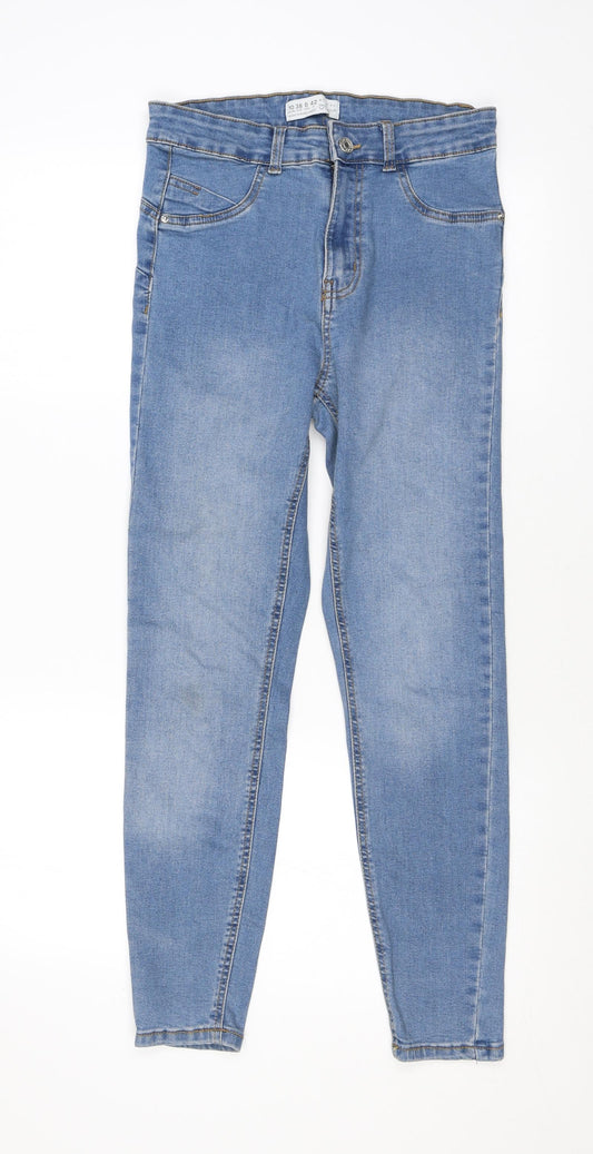 Denim & Co. Womens Blue Cotton Skinny Jeans Size 10 L26 in Regular Zip