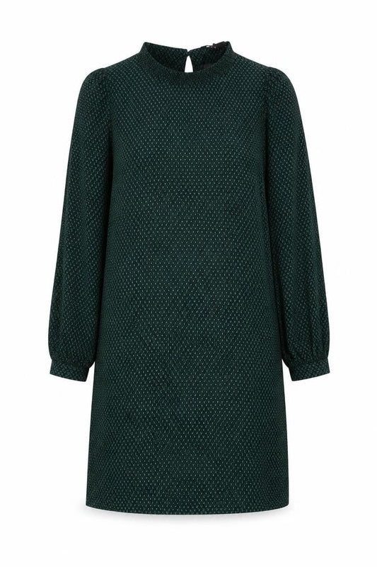 Next Womens Green Geometric Polyester T-Shirt Dress Size 8 Round Neck Button