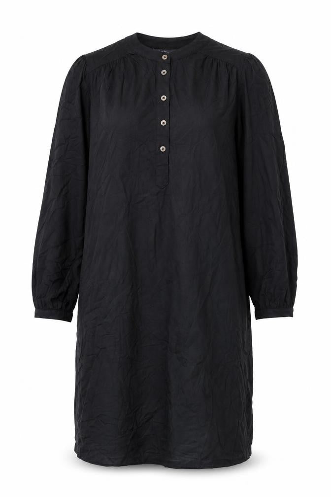 Marks & Spencer Womens Black Polyester Shirt Dress Size 10 Round Neck Button
