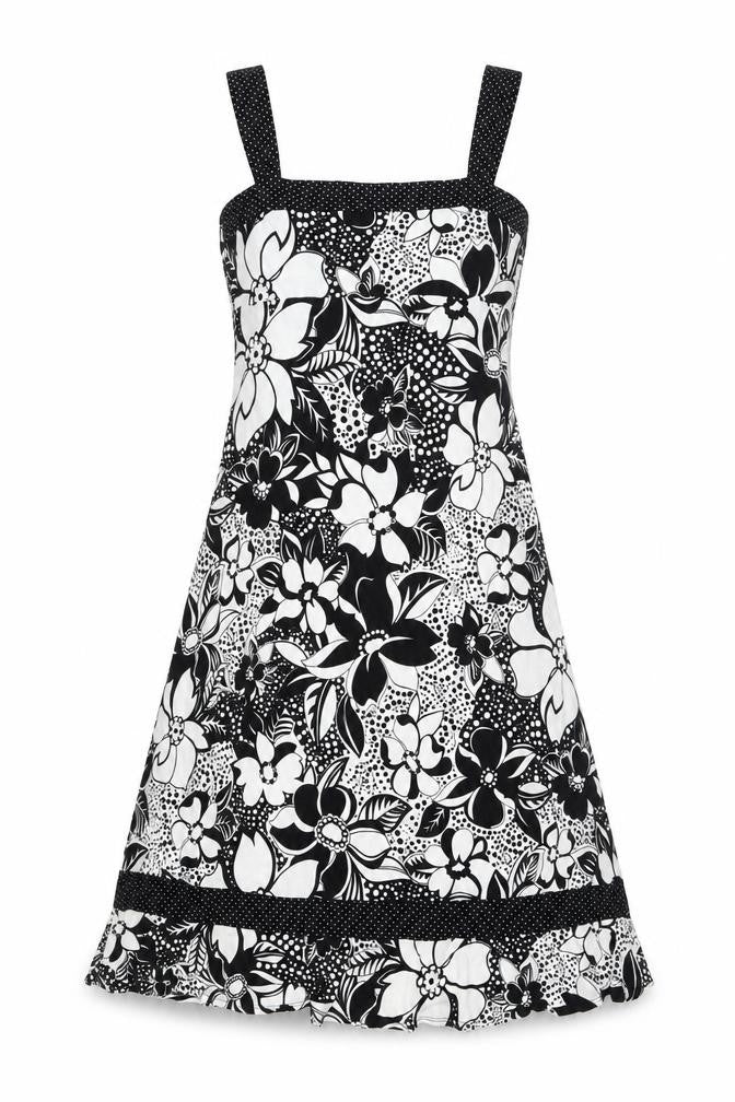 Per Una Womens Black Floral Viscose A-Line Size 10 Square Neck Pullover