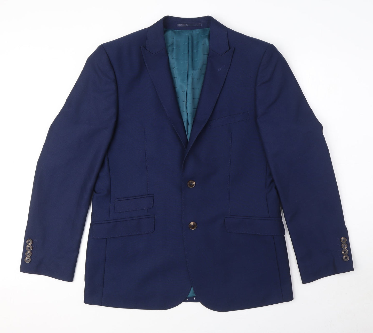 OneSix5ive Mens Blue Polyester Jacket Suit Jacket Size 40 Regular