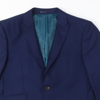 ONESIX5IVE5ive Mens Blue Polyester Jacket Suit Jacket Size 40 Regular